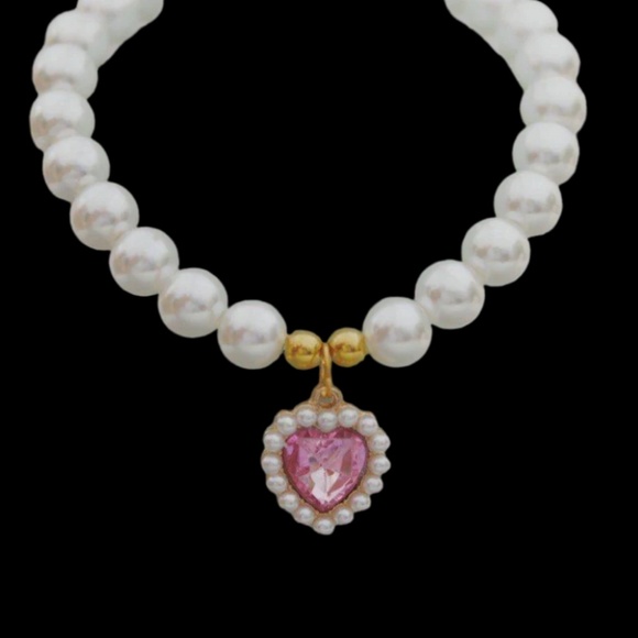 2pcs Cat Pearl Necklaces, Cute Heart Shaped Pendant Cat Dog Collar Adjustable L - Picture 9 of 10